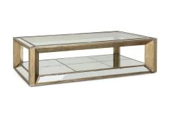 MITCHELL, Coffee Table, Rectangular, Mirror Glass And Wood, 160x80
