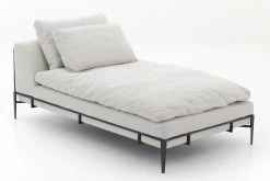 FLORIA, Lounge Chair, Natural Linen And Black Metal