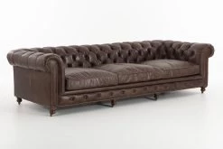 EDINBURGH, Sofa, Chesterfield, Leather, Dark Brown, Four-seater