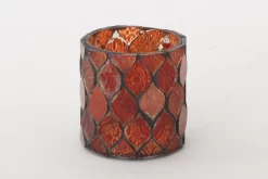 TEMPLES, Tea Light Holder, Glass, Orange, S