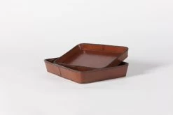 MANHATTAN, Tray, Brown Leather, L