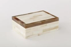 ADEO, Box, Bone, White, Border In Horn Brown