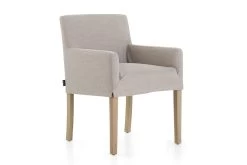 BILLY, Armchair, Birch, Off-white Linen