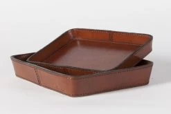 MANHATTAN, Tray, Brown Leather, S