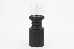 ALICE, Wind Light, Wood And Glass, Black, L