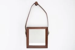 MANHATTAN, Mirror, Brown Leather, Square