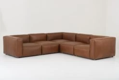 BAILEY, Corner Sofa, Cognac Brown, Leather, Five-seater