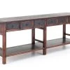 CRAWFORD, Console Table, Wood, 6 Drawers, Brown