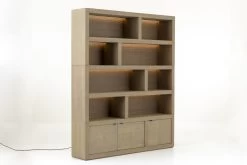 BJORN, Bookcase, Weathered Oak, With Dimmable LED Lights