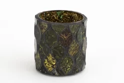 TEMPLES, Tea Light Holder, Glass, Green, S