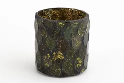 TEMPLES, Tea Light Holder, Glass, Green, M